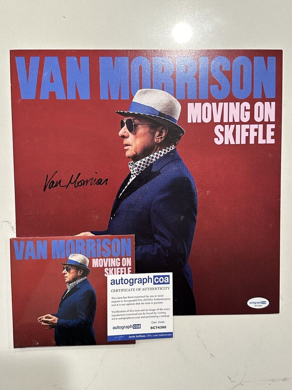 Van Morrison SIGNED Moving On Skiffle Art Card Autographed COA With CD ACOA